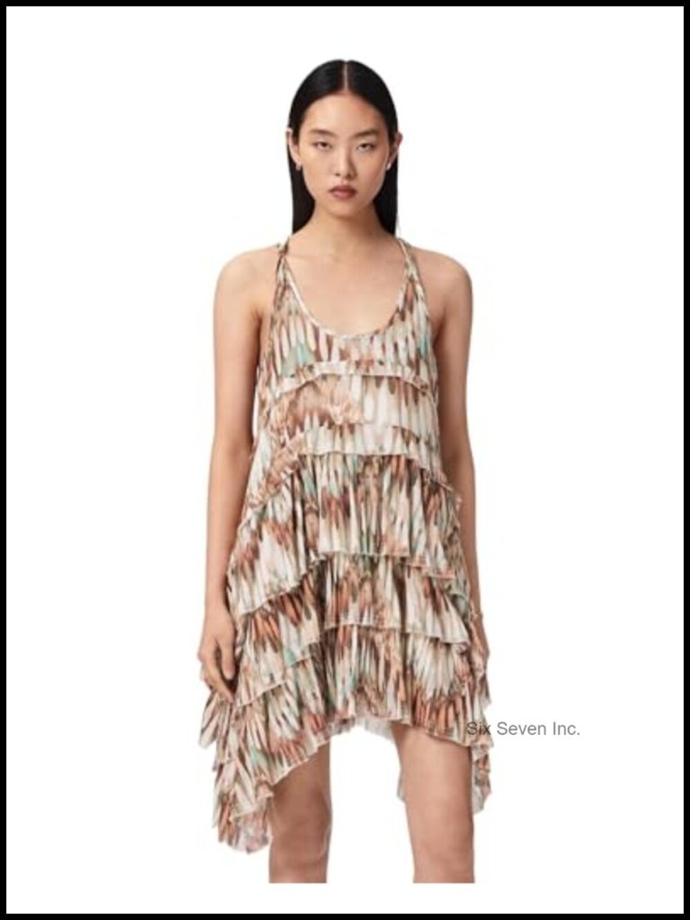 Sleeveless Cotton Mini Dress with Spaghetti Straps